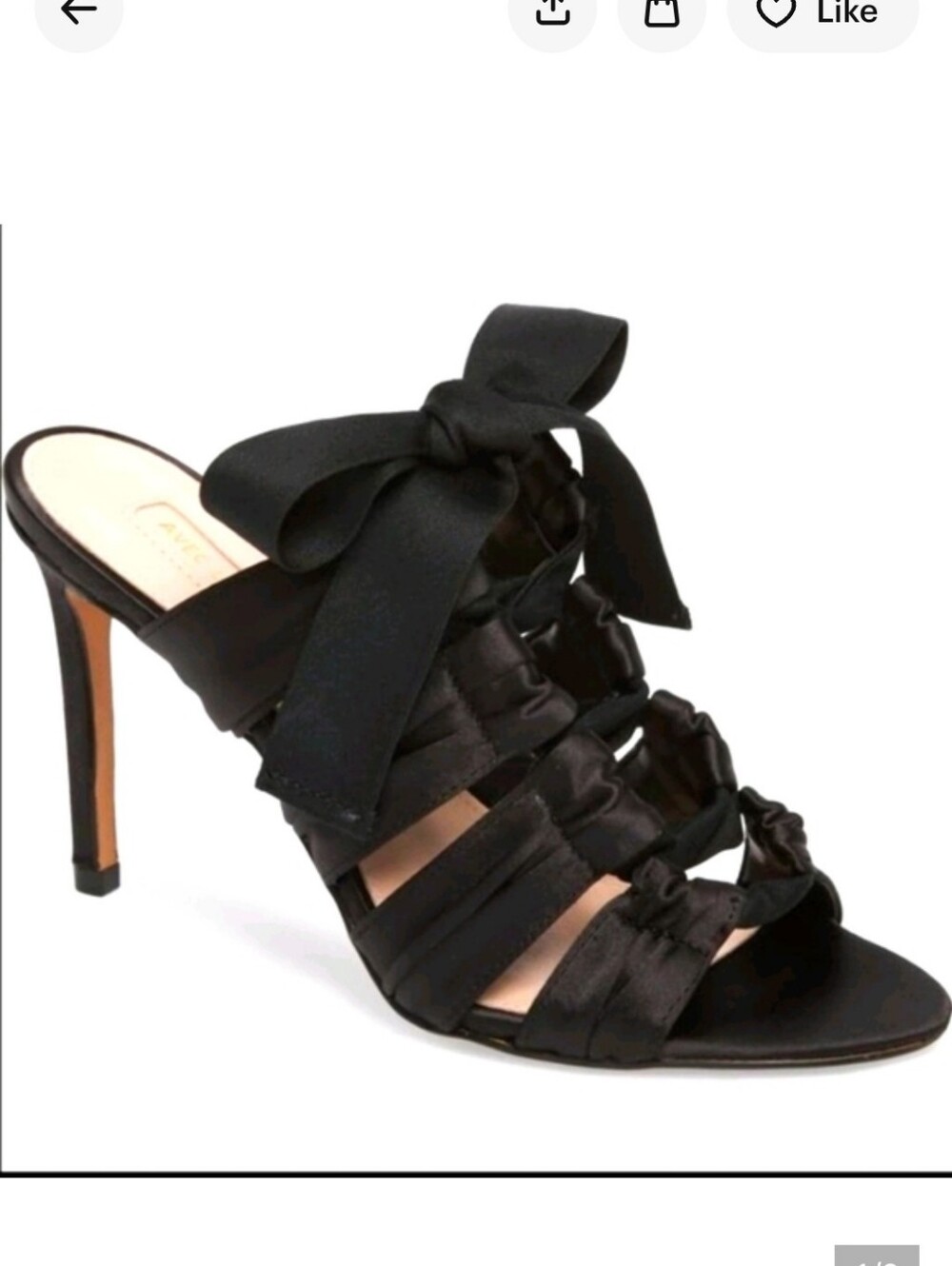 Avec Les Filles Black Satin Lace-Up Stiletto Mule